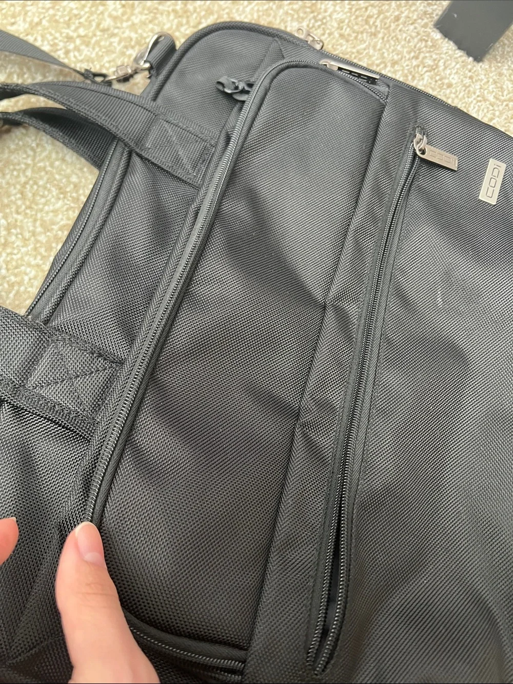 Black Men's Laptop Briefcase with Detachable Shoulder Strap